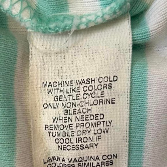 Size Large Jones NY Green/White Striped 1/4 Button Dwn Tee - Picture 5 of 6